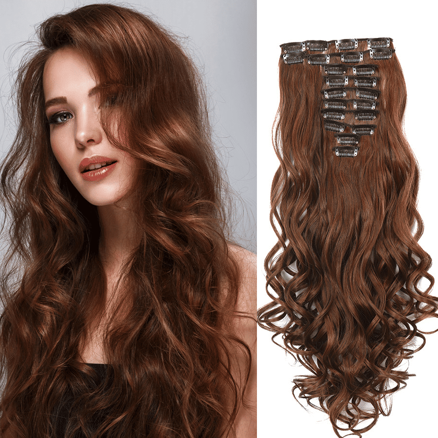 Fashion Africa 12pc Clip-In Body Wave Hair Extensions, 26-Inch Synthetic Fiber
