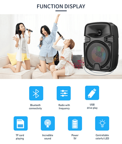 High-Power Portable Bluetooth Subwoofer Speaker with Trumpet Bass and RGB Lights
