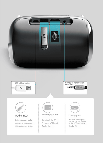 High-Power Portable Bluetooth Speaker: Surround Stereo, Subwoofer Bass, Plugin Card