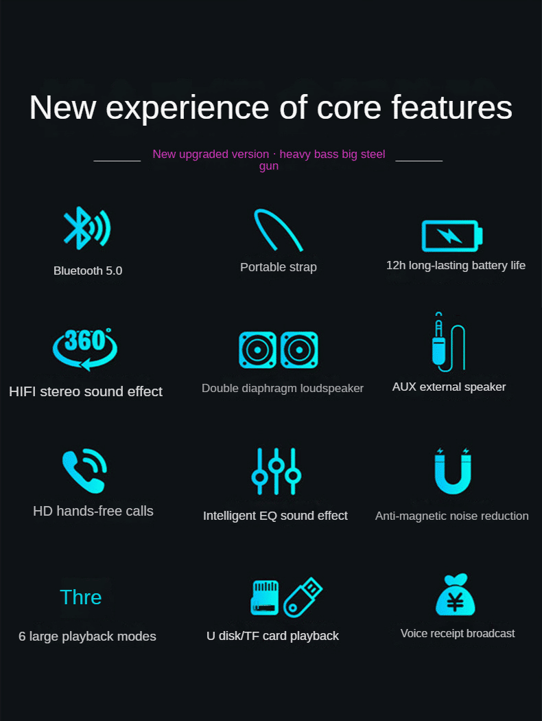 High-Power Portable Bluetooth Speaker: Surround Stereo, Subwoofer Bass, Plugin Card