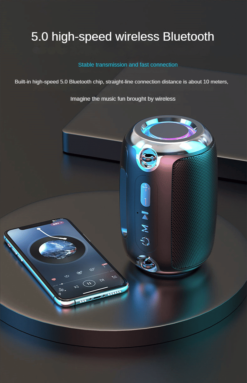 High-Power Portable Bluetooth Speaker: Surround Stereo, Subwoofer Bass, Plugin Card