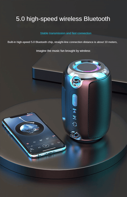High-Power Portable Bluetooth Speaker: Surround Stereo, Subwoofer Bass, Plugin Card