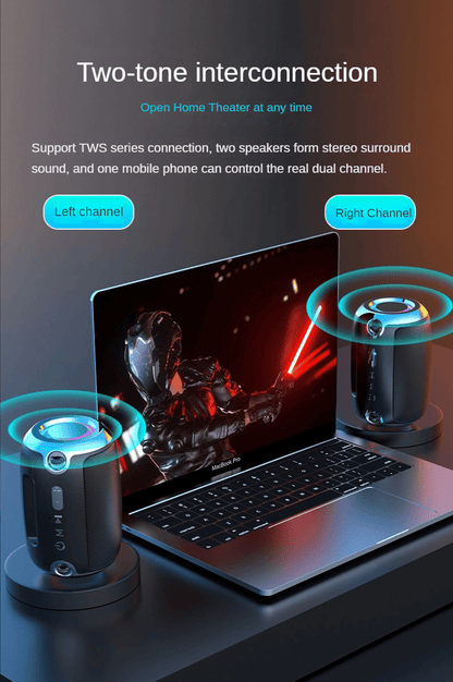 High-Power Portable Bluetooth Speaker: Surround Stereo, Subwoofer Bass, Plugin Card