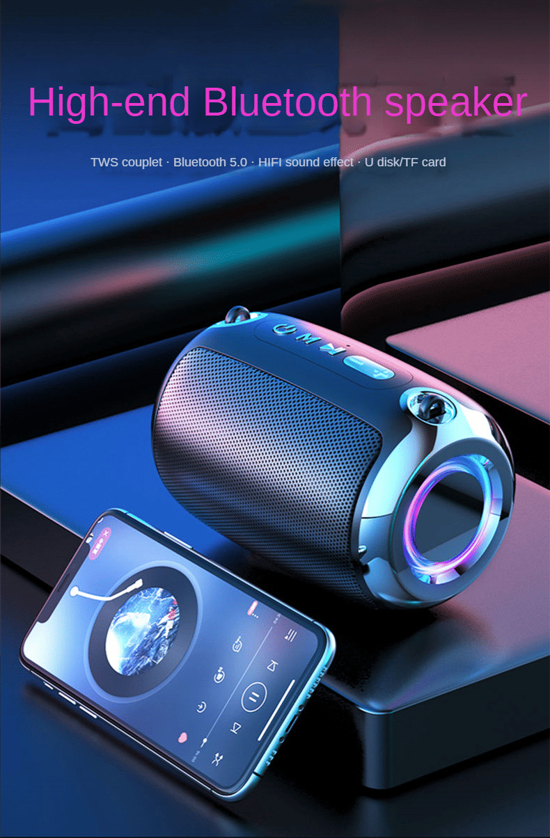 High-Power Portable Bluetooth Speaker: Surround Stereo, Subwoofer Bass, Plugin Card