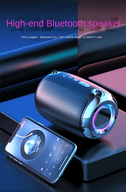 High-Power Portable Bluetooth Speaker: Surround Stereo, Subwoofer Bass, Plugin Card