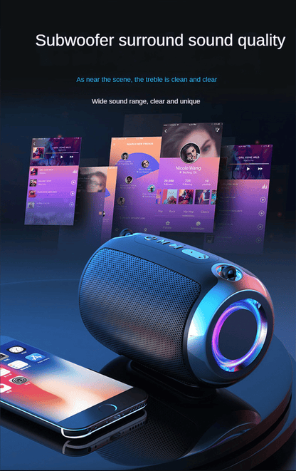 High-Power Portable Bluetooth Speaker: Surround Stereo, Subwoofer Bass, Plugin Card