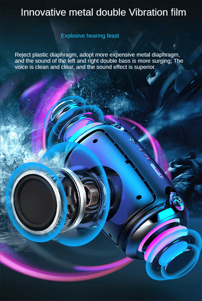 High-Power Portable Bluetooth Speaker: Surround Stereo, Subwoofer Bass, Plugin Card