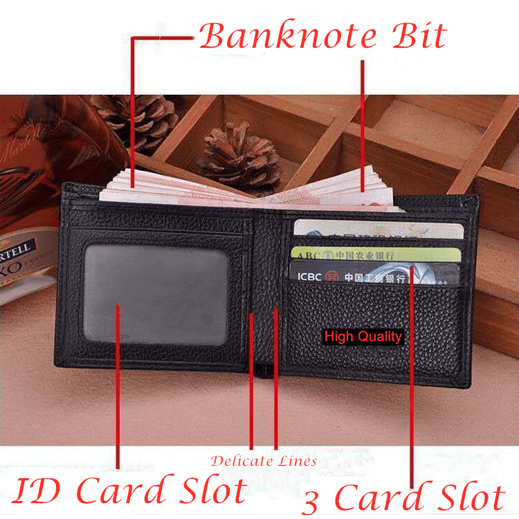 Premium Men's Short Leather Wallet - Credit ID Card Holder Billfold Purse