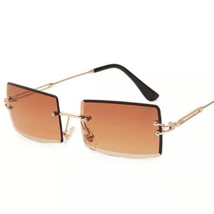 Fashionable Rimless Rectangle Sunglasses - Small Square Shades for Men & Women