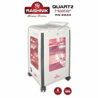 Rashnik RN-2634 Halogen Electric Quartz Heater, 4 Heat Levels, Energy Saving