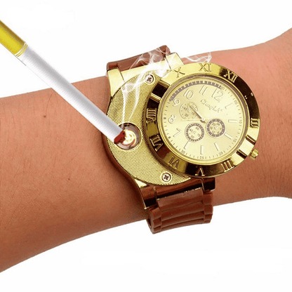 Men's Military USB Rechargeable Flameless Lighter Watch Windproof