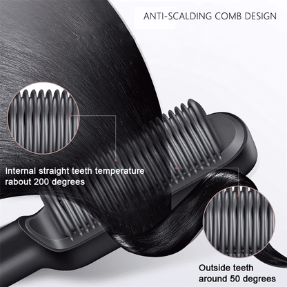2-in-1 Electric Hair Straightener Hot Comb Brush Dual-Use Styling Rod