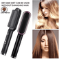 2-in-1 Electric Hair Straightener Hot Comb Brush Dual-Use Styling Rod