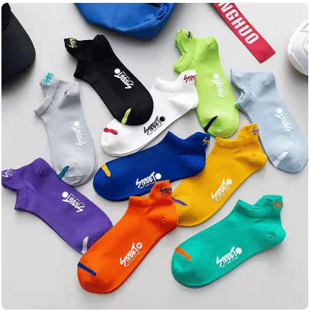 Men's 5-Pair Bright Ankle No-Show Socks: Breathable, Deodorant, Sport & Casual