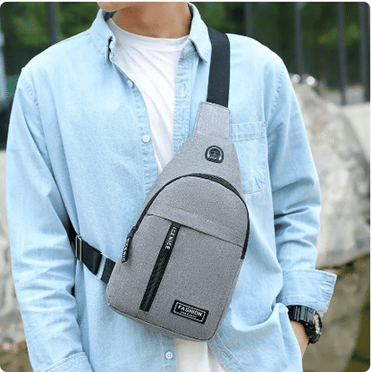 Stylish Men's Solid Color Canvas Chest Bag - Outdoor Casual Crossbody Shoulder Pack