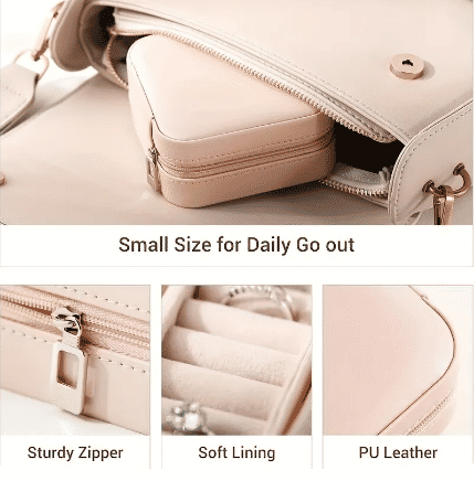 Portable PU Leather Mini Travel Jewelry Organizer for Rings, Earrings, Necklaces