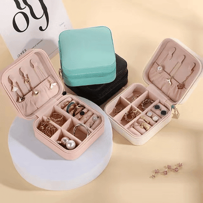 Portable PU Leather Mini Travel Jewelry Organizer for Rings, Earrings, Necklaces