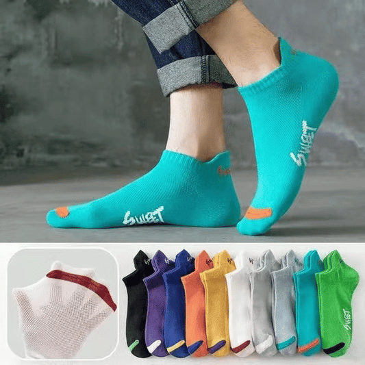 Men's 5-Pair Bright Ankle No-Show Socks: Breathable, Deodorant, Sport & Casual