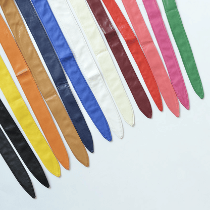 Women's Chic Versatile Black Faux Leather Tie-Wrap Waist Belt for Dresses