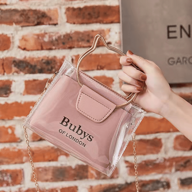 Fashionable Transparent PVC Small Sling Bag for Women with Chain Strap