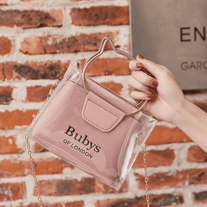 Fashionable Transparent PVC Small Sling Bag for Women with Chain Strap
