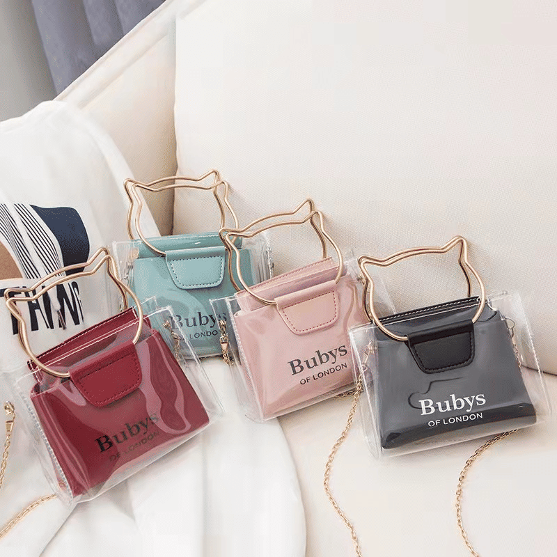Fashionable Transparent PVC Small Sling Bag for Women with Chain Strap