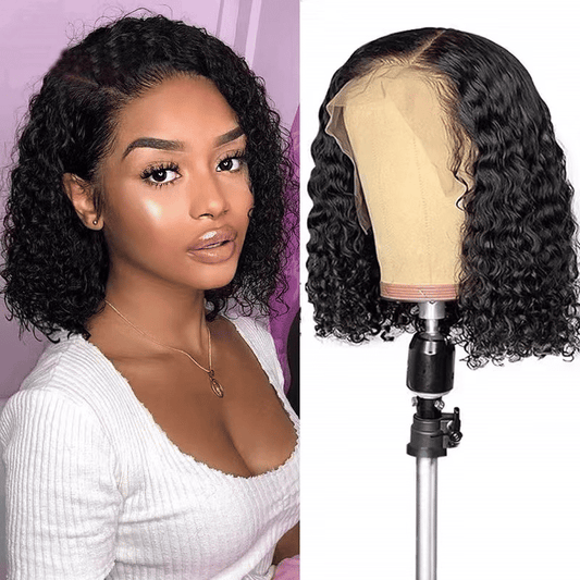 Premium Synthetic Small Curly Black Wig for Women, Natural Look Short Hair