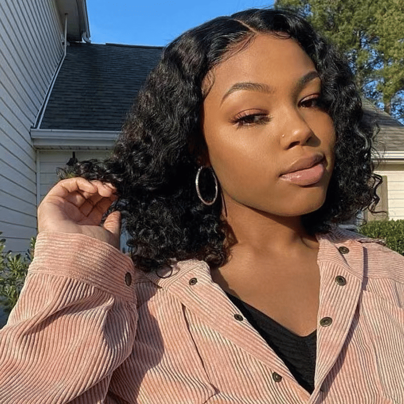 Premium Synthetic Small Curly Black Wig for Women, Natural Look Short Hair