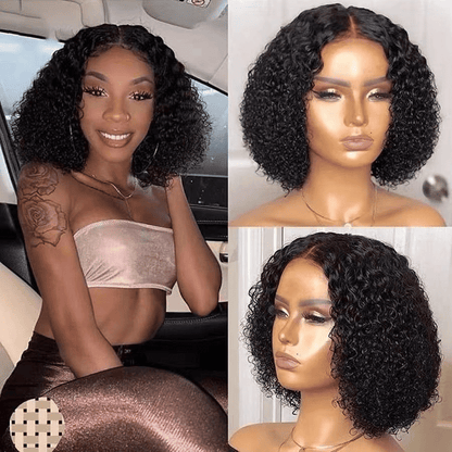 Premium Synthetic Small Curly Black Wig for Women, Natural Look Short Hair