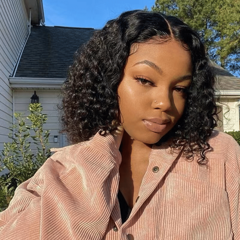 Premium Synthetic Small Curly Black Wig for Women, Natural Look Short Hair