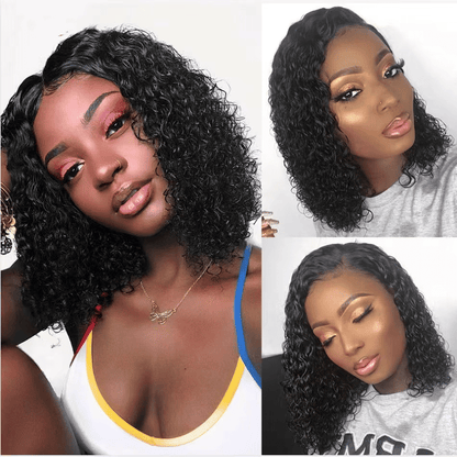 Premium Synthetic Small Curly Black Wig for Women, Natural Look Short Hair