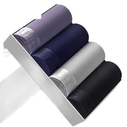 4-Pack Men's Ice Silk Boxer Briefs - Breathable Mesh Summer Underwear