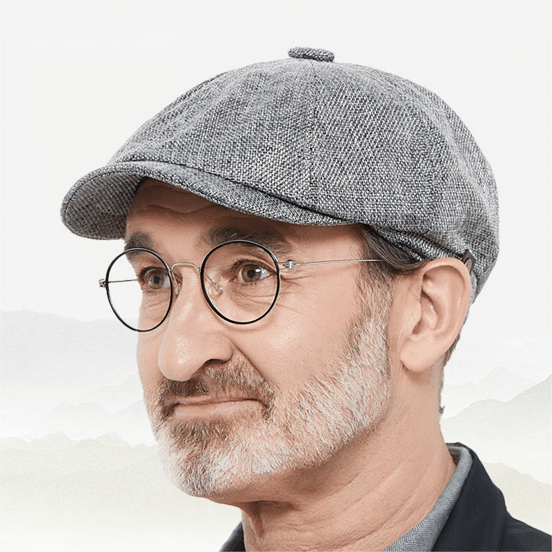 Men's Retro Octagonal Newsboy Cap British Painter Herringbone Flat Hip-Hop Beret