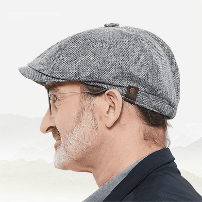 Men's Retro Octagonal Newsboy Cap British Painter Herringbone Flat Hip-Hop Beret