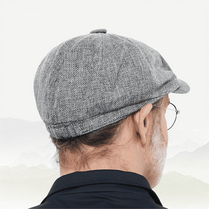Men's Retro Octagonal Newsboy Cap British Painter Herringbone Flat Hip-Hop Beret
