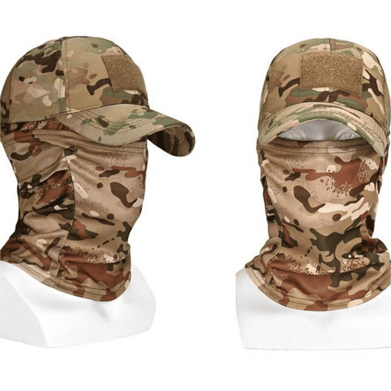 Men's Military Tactical Balaclava Baseball Cap with Full Visor for Outdoor Hunting