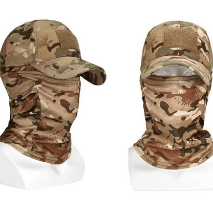 Men's Military Tactical Balaclava Baseball Cap with Full Visor for Outdoor Hunting