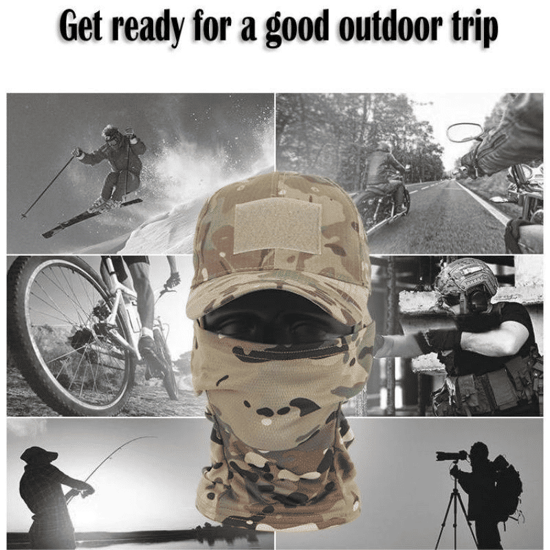 Men's Military Tactical Balaclava Baseball Cap with Full Visor for Outdoor Hunting