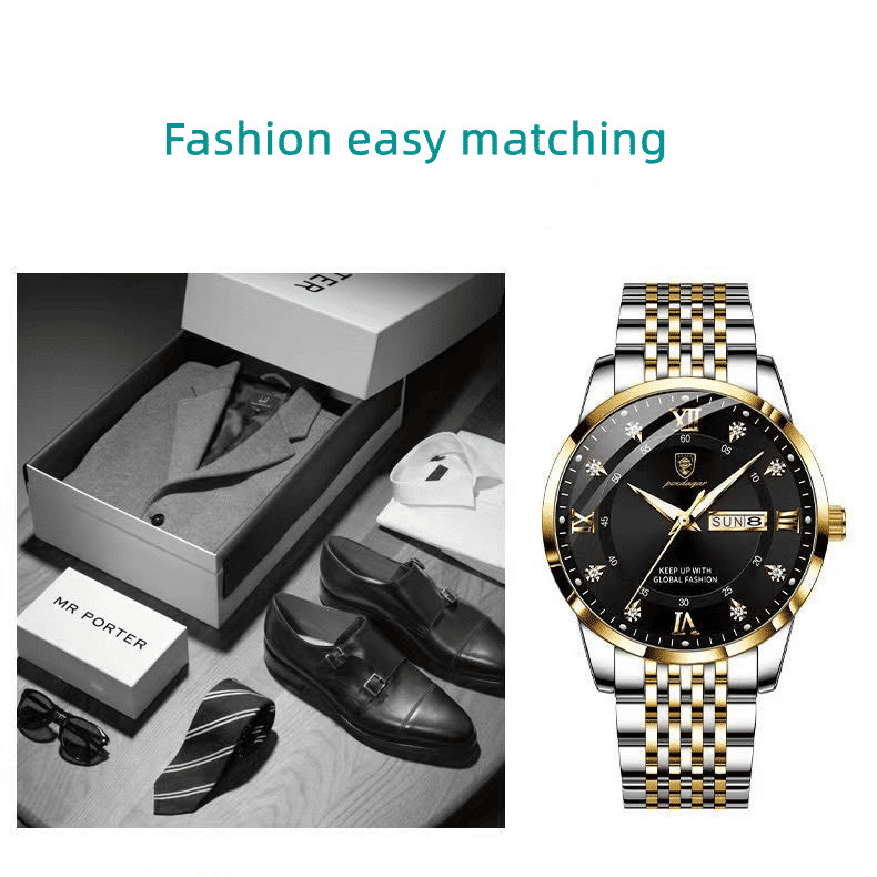 POEDAGAR Men's Waterproof Luminous Quartz Business Watch: Ultra-thin, Calendar, Top Brand