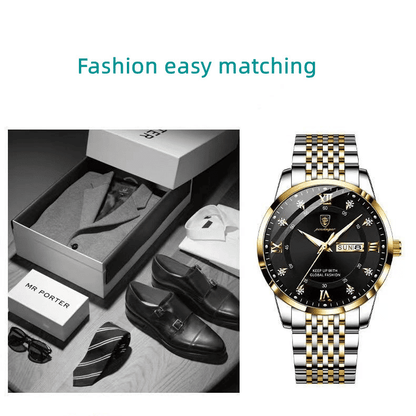 POEDAGAR Men's Waterproof Luminous Quartz Business Watch: Ultra-thin, Calendar, Top Brand