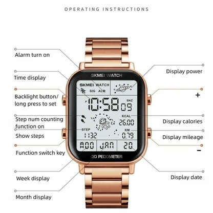 SKMEI Men's Premium Digital Watch: Durable Steel Strap, Multifunctional, Black Finish