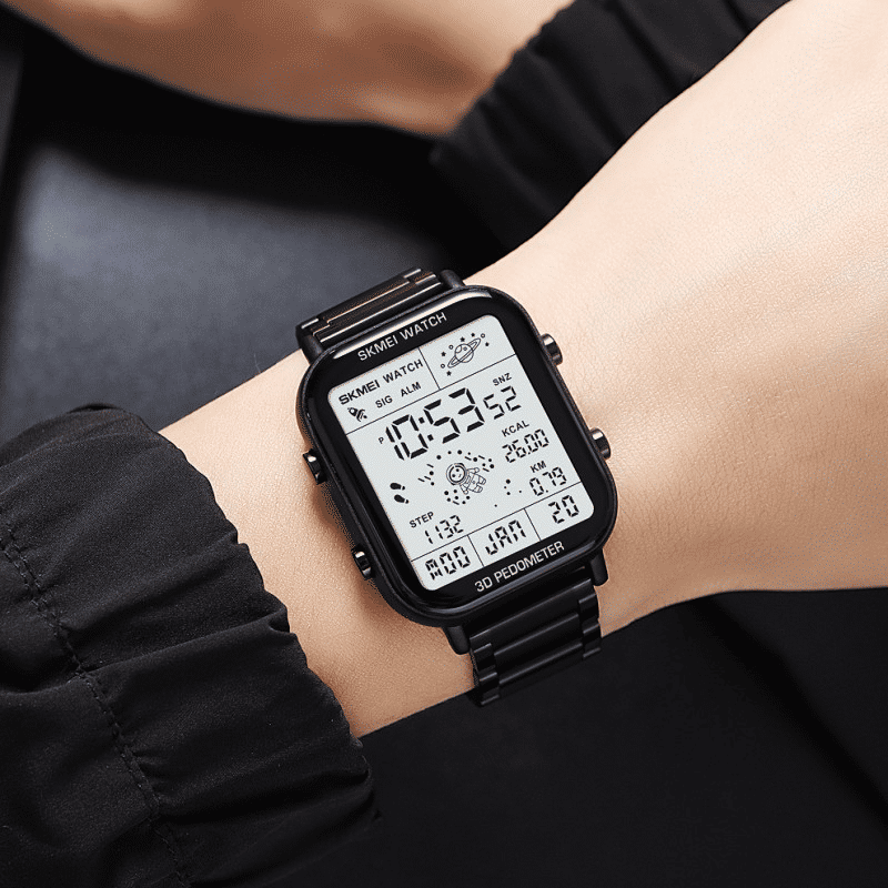 SKMEI Men's Premium Digital Watch: Durable Steel Strap, Multifunctional, Black Finish