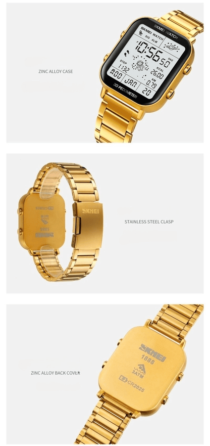 SKMEI Men's Premium Digital Watch: Durable Steel Strap, Multifunctional, Black Finish