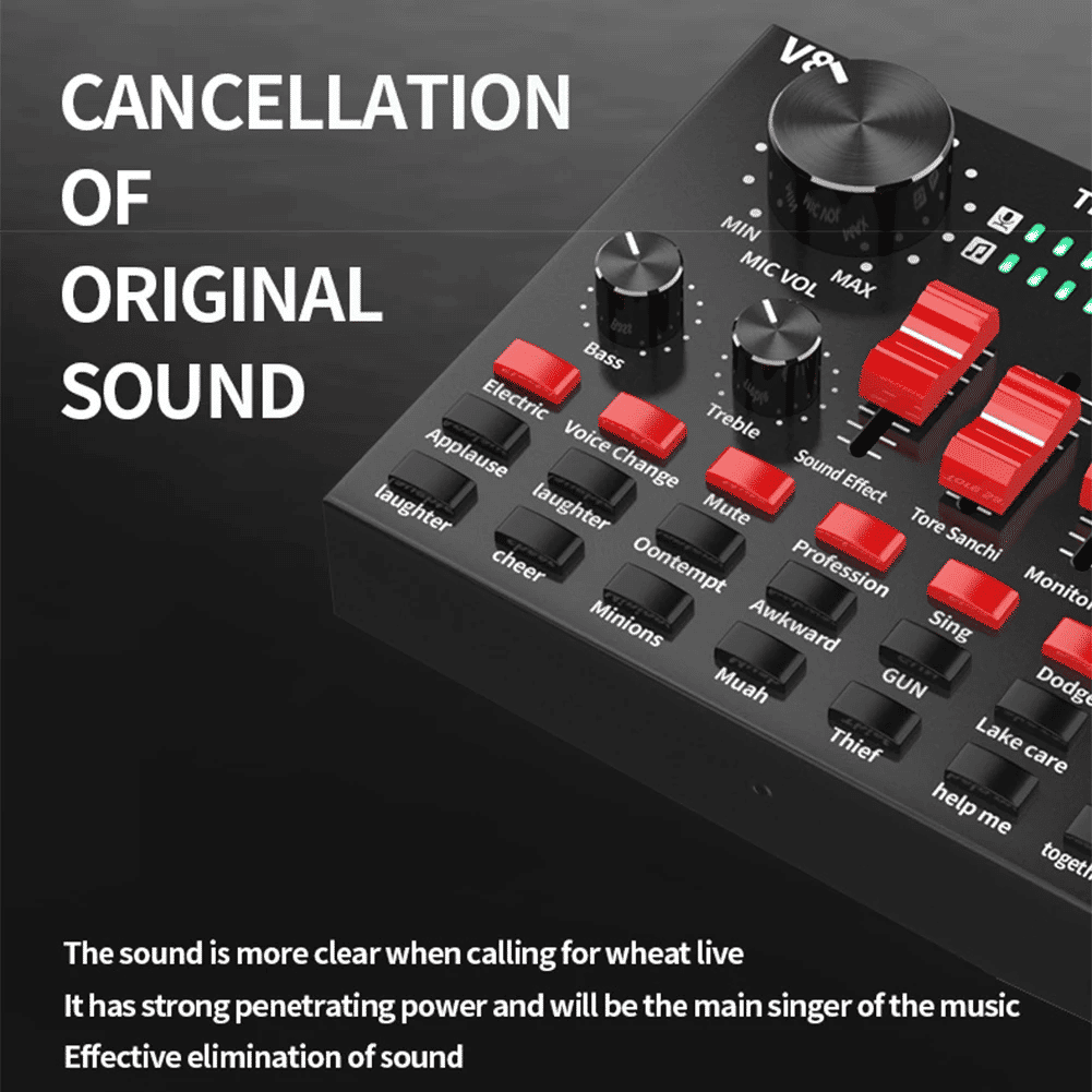 V8S DSP USB Rechargeable Sound Card for Live Broadcasts Music Recording External Stereo