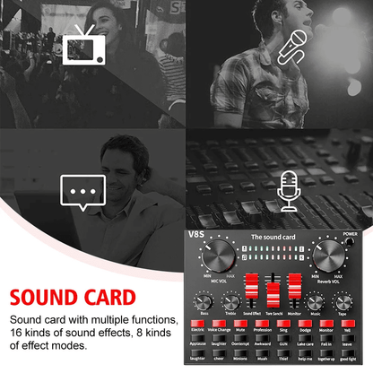 V8S DSP USB Rechargeable Sound Card for Live Broadcasts Music Recording External Stereo