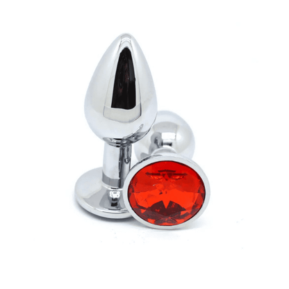 Premium Metal Anal Plug with Red Jewel Base - Unisex Adult Sex Toy