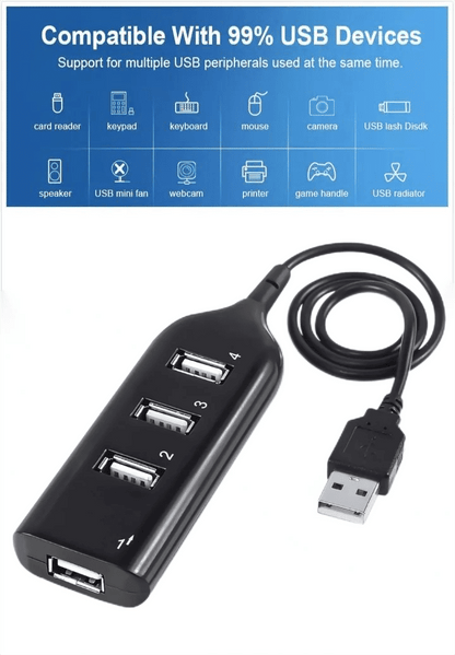 PAFEL 4-Port USB 2.0 Hub Splitter for Desktop Laptop Connectivity