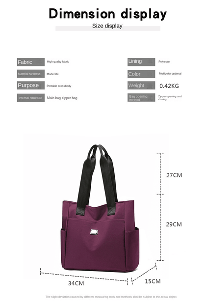 Women's Waterproof Oxford Cloth Tote Bag - Large Capacity Shoulder Handbag