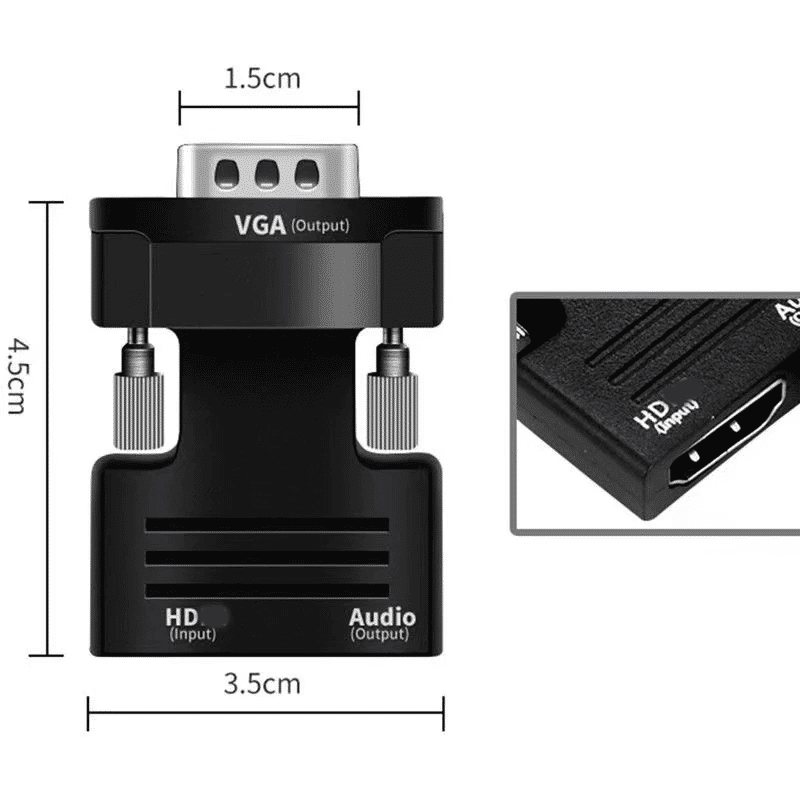 Premium 1080P HDMI to VGA Converter with 3.5mm Audio for PS4 PC Laptop TV
