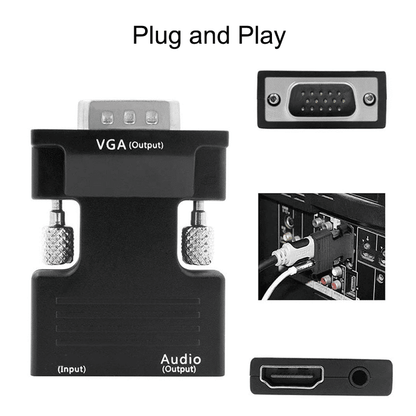Premium 1080P HDMI to VGA Converter with 3.5mm Audio for PS4 PC Laptop TV